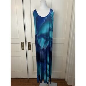 Clara Sun Woo Tank Jersey Maxi Dress Womens Size Small Blue Comfort Beachy